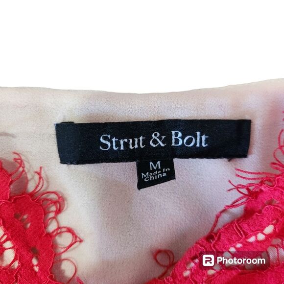Strut & Bolt Eyelash Lace Surplice Bodysuit Bold Red Womens SZ Medium Baddie - Picture 3 of 7